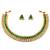 Aheli traditional green choker necklace & stud earrings jewellery set