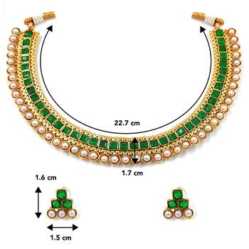 Aheli traditional green choker necklace & stud earrings jewellery set 4