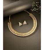 Aheli traditional white pearl traditional choker necklace & earrings jewellery set