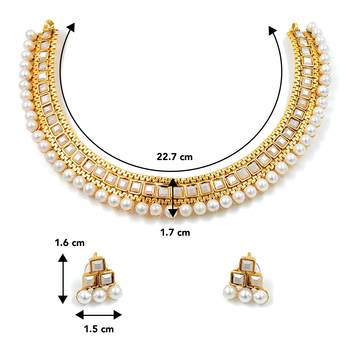 Aheli traditional white pearl traditional choker necklace & earrings jewellery set 4
