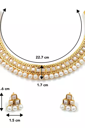 Aheli traditional white pearl traditional choker necklace & earrings jewellery set