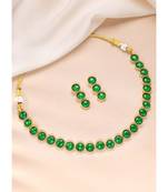 Aheli green choker necklace with drop earrings traditional jewellery set