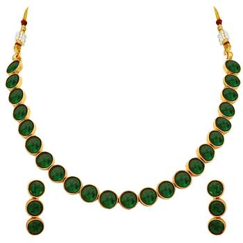 Aheli green choker necklace with drop earrings traditional jewellery set 3