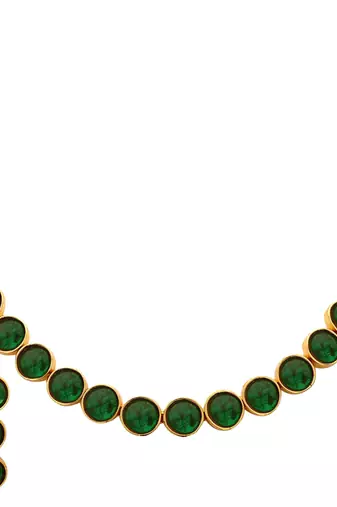 Aheli green choker necklace with drop earrings traditional jewellery set