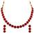 Aheli red choker necklace with drop earrings traditional jewellery set