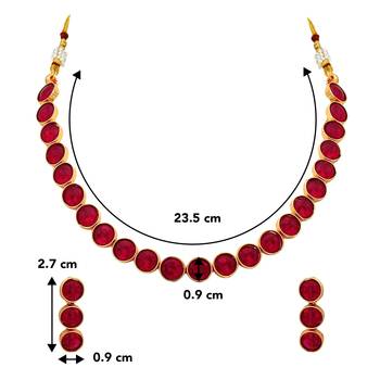 Aheli red choker necklace with drop earrings traditional jewellery set 4