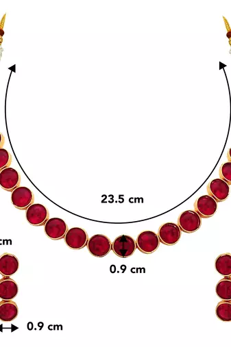 Aheli red choker necklace with drop earrings traditional jewellery set
