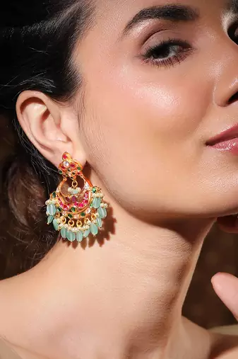 Aheli rani pink traditional ethnic dangle earrings for women