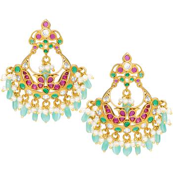 Aheli rani pink traditional ethnic dangle earrings for women 4