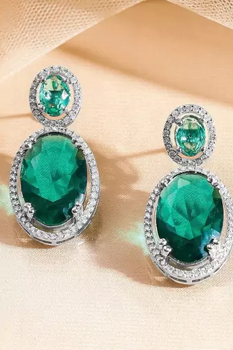 Aheli green stylish oval shaped drop earrings for women
