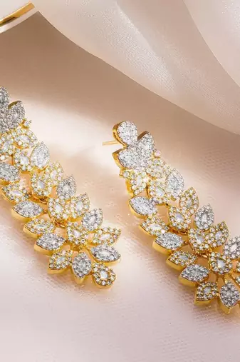 Aheli leaf design drop earrings for women traditional dangle earrings for party wedding