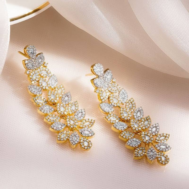 Aheli leaf design drop earrings for women traditional dangle earrings for party wedding