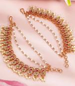 Aheli rani pink and green earring chain for women bridal wedding jewelry