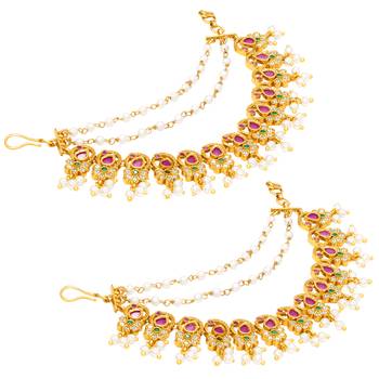 Aheli rani pink and green earring chain for women bridal wedding jewelry 3