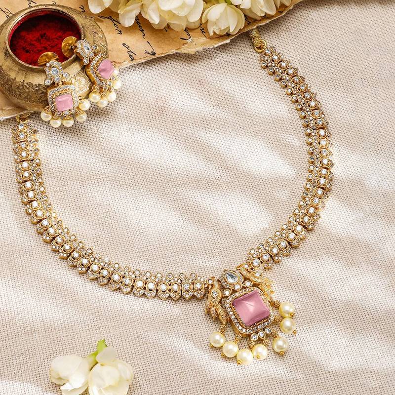 Aheli traditional necklace with earrings ethnic jewelry set for women