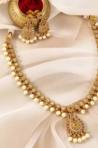 Aheli traditional ethnic necklace earrings set for women