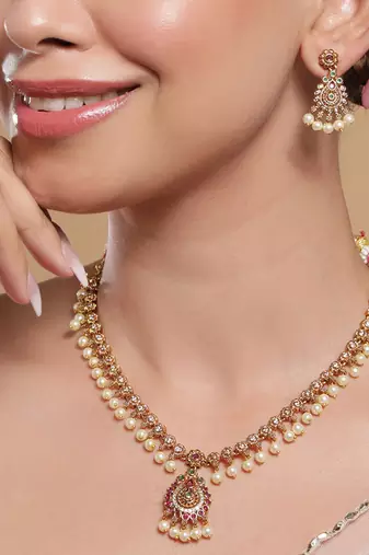 Aheli traditional ethnic necklace earrings set for women
