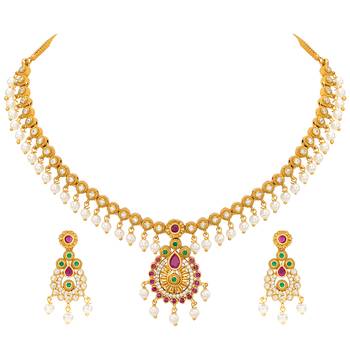Aheli traditional ethnic necklace earrings set for women 3