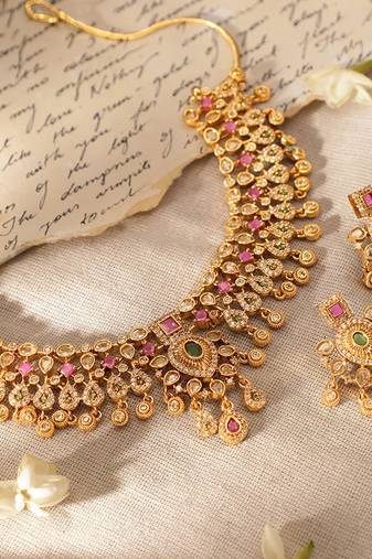 Aheli traditional ethnic necklace and earrings set for women for weddings and special occasions