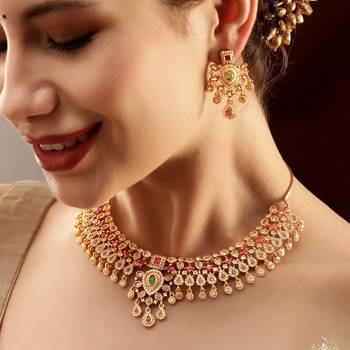 Aheli traditional ethnic necklace and earrings set for women for weddings and special occasions 2