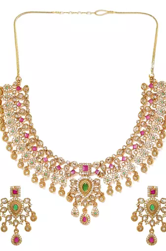 Aheli traditional ethnic necklace and earrings set for women for weddings and special occasions