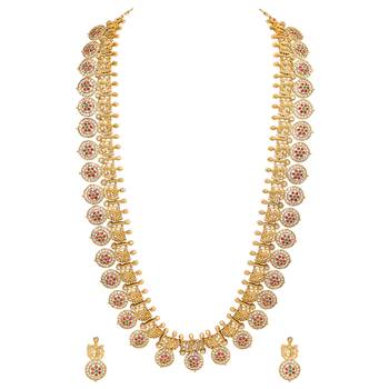 Aheli indian traditional coin tessel long necklace earrings set for women 3