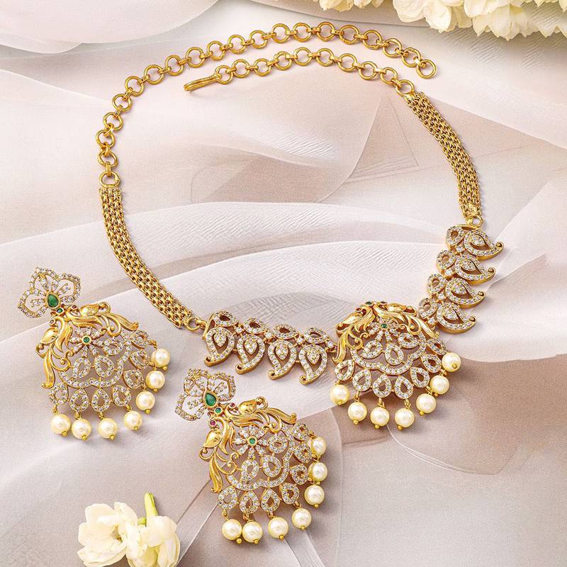 Aheli traditional necklace earrings set for women indian ethnic jewelry