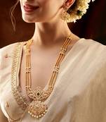Aheli ethnic long necklace earrings set for women traditional indian temple jewelry