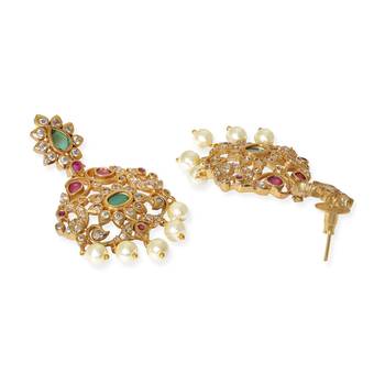 Aheli ethnic long necklace earrings set for women traditional indian temple jewelry 4