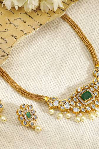 Aheli ethnic necklace earrings set traditional jewelry for women