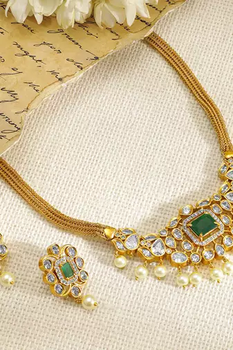 Aheli ethnic necklace earrings set traditional jewelry for women
