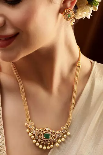 Aheli ethnic necklace earrings set traditional jewelry for women