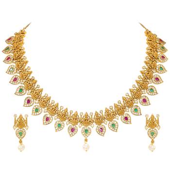 Aheli traditional goddess motif necklace and earrings jewelry set for women 3