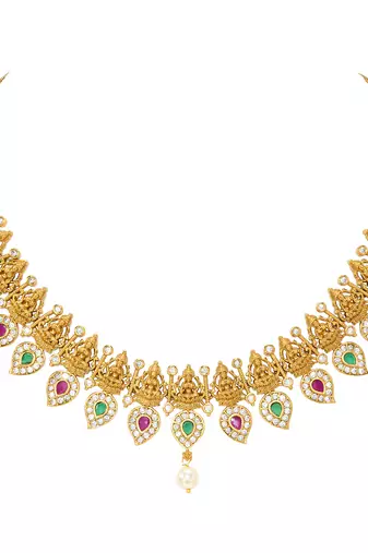 Aheli traditional goddess motif necklace and earrings jewelry set for women