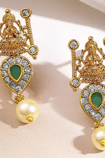 Aheli traditional goddess motif necklace and earrings jewelry set for women