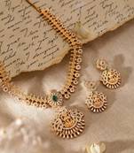 Aheli ethnic lakshmi design necklace and earrings set for women jewelry