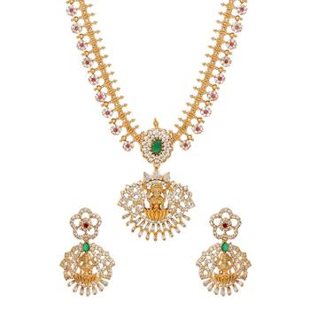 Aheli ethnic lakshmi design necklace and earrings set for women jewelry 3