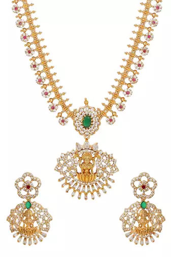 Aheli ethnic lakshmi design necklace and earrings set for women jewelry