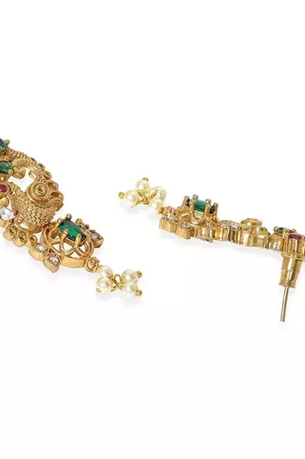 Aheli rani pink green indian traditional necklace earrings jewelry set for women