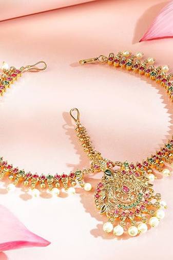 Aheli lakshmi motify traditional matha patti for women perfect for weddings festive occasions