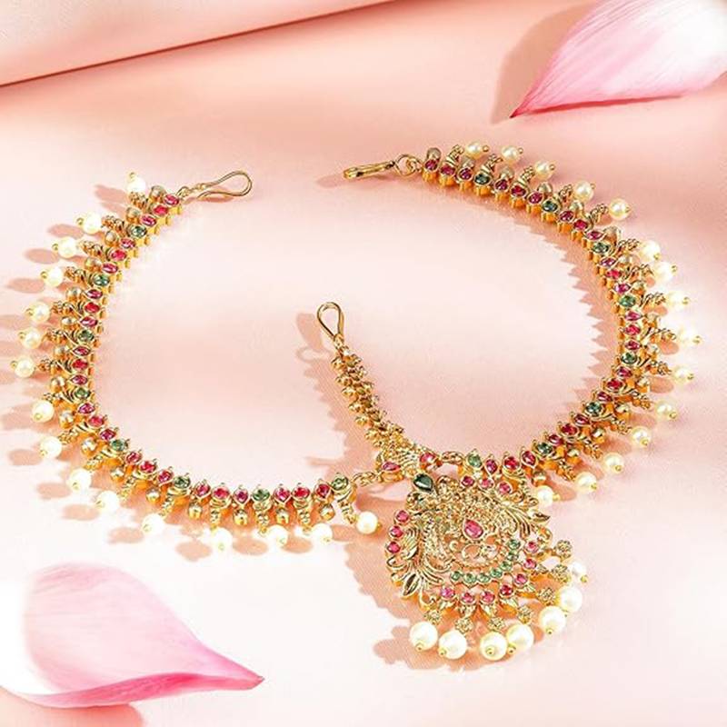Aheli lakshmi motify traditional matha patti for women perfect for weddings festive occasions