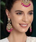 Aheli traditional kundan chandbali earrings with maang tikka jewellery set for women