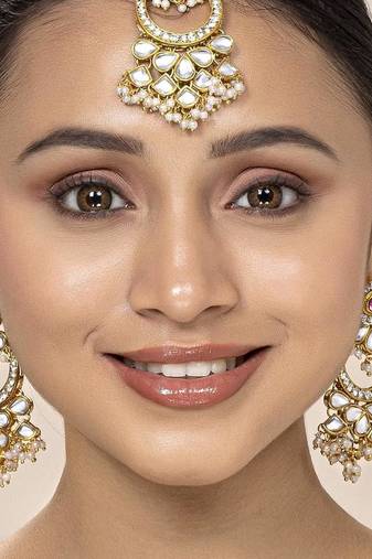 Aheli kundan chandbali earrings with maang tikka traditional jewellery set for women