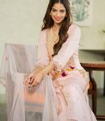 Designer pink ethnic kurta sharara set with heavy embroidery & dupatta