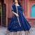 Beautiful Anarkali Gown Set Blue Suit Set With Dupatta