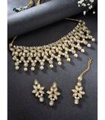 Aheli white crystal necklace earring maang tikka traditional jewellery set