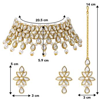 Aheli white crystal necklace earring maang tikka traditional jewellery set 4