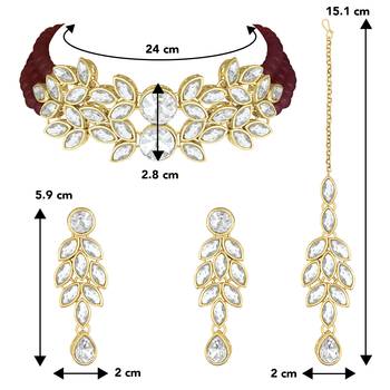 Aheli bridal crystal pearl choker necklace with drop earrings traditional jewellery set 4