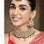 Aheli green crystal choker floral necklace chandbali earring maang tikka jewellery set