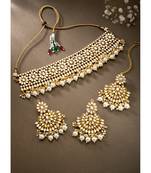 Aheli kundan studded choker necklace earrings & maang tikka set wedding jewellery set